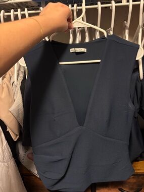 Abercrombie & Fitch Navy V-Neck Sleeveless Top